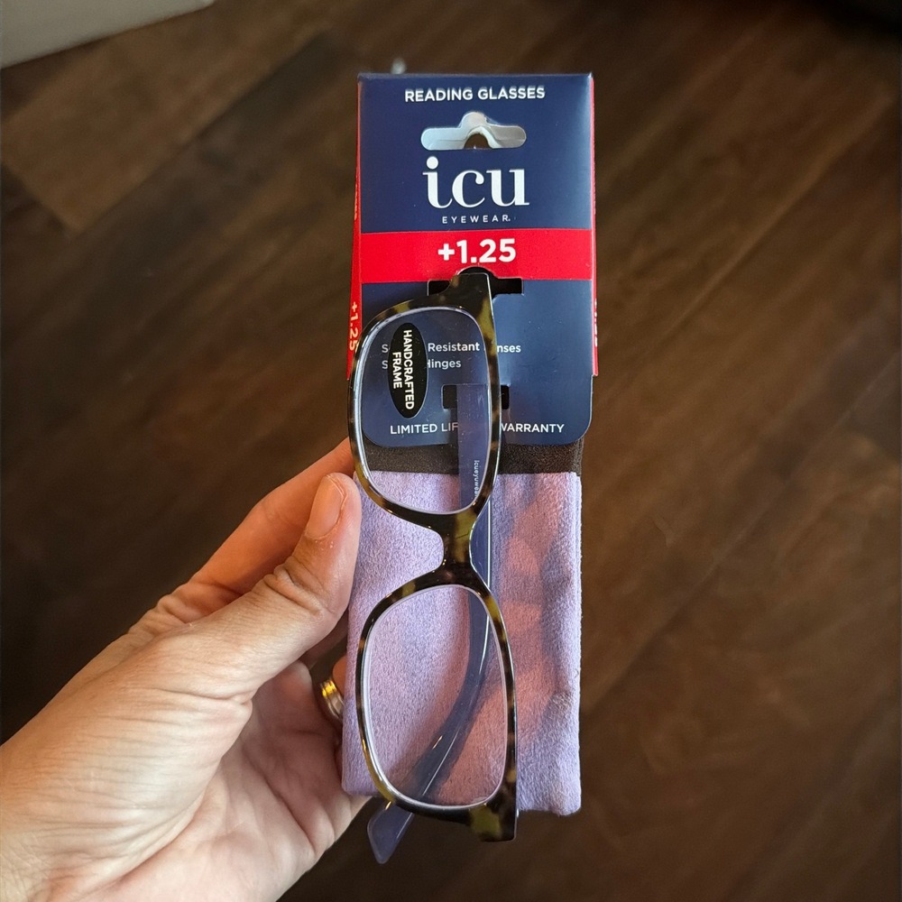 ICU Eyewear Celina Reading Glasses +1.25 Tortoise Purple Handcrafted Frames NEW